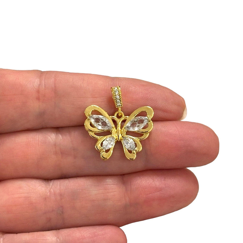 24Kt Gold Plated CZ Butterfly Charm