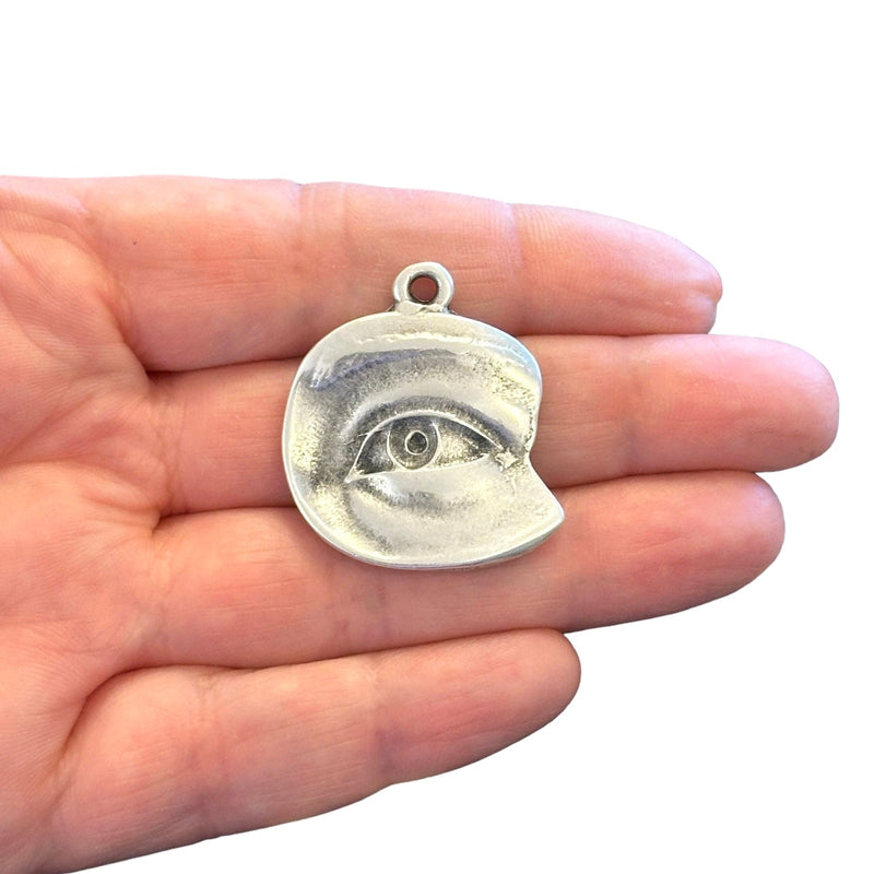 Antique Silver Plated Eye Pendant