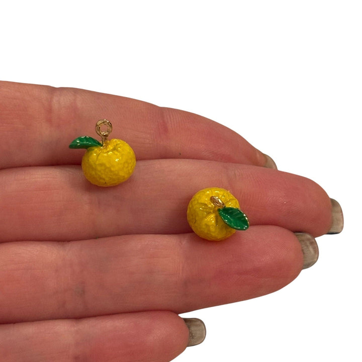 3D Yellow Citrus Fruit Charm – 24K Gold Plated Enamel Pendant
