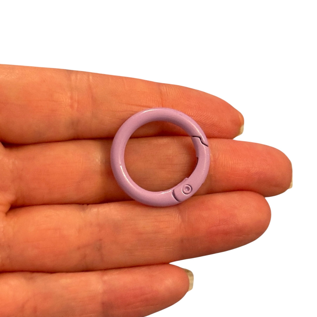 Lilac Enamel Round Keychain &amp; Bag Charm Clip – 25mm