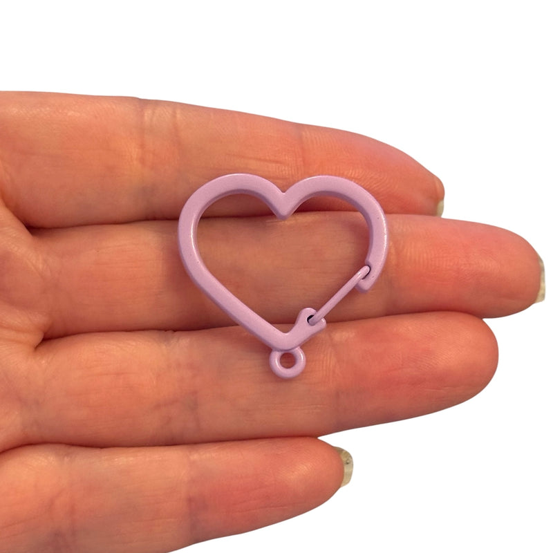 Lilac Enamel Heart Keychain Clip & Bag Charm Connector – 28×30mm