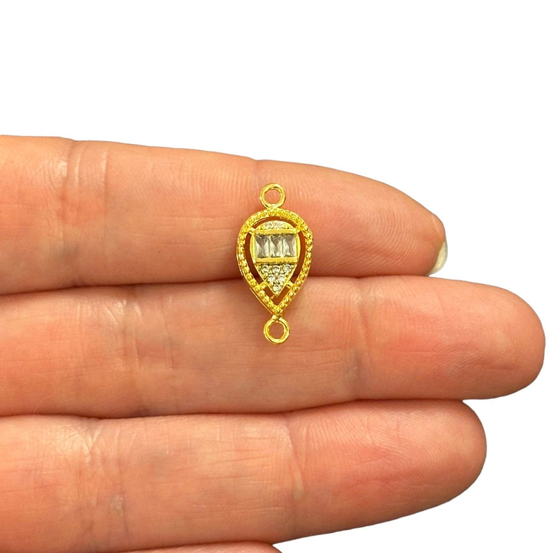 24Kt Gold Plated CZ Micro Pave Drop Connector Charm