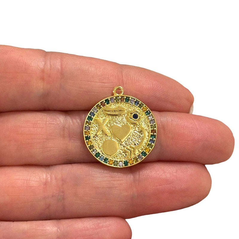 24Kt Gold Plated CZ Micro Pave Lucky Pendant