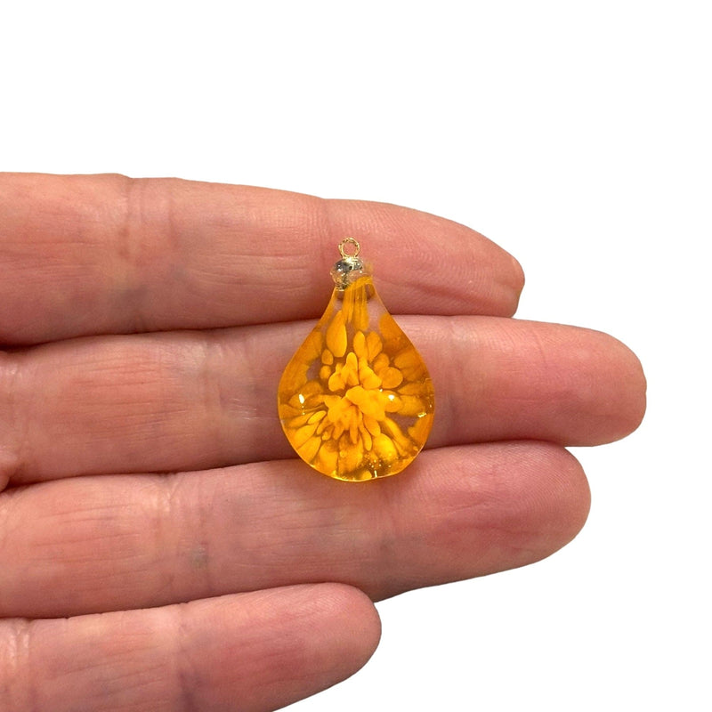 Hand Made Murano Glass Drop Charm With 24Kt Gold Plated Pin