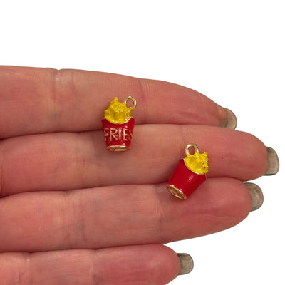 3D French Fries Charm – 24K Gold Plated Enamel Fast Food Pendant