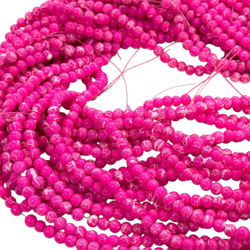 4mm Marbled glass beads, smooth round glass beads full strand
