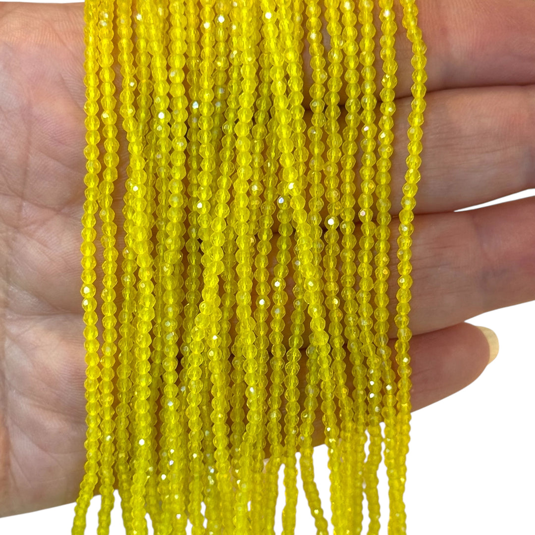 2mm Lemon Yellow Faceted Round Crystal Beads, PBC2R09