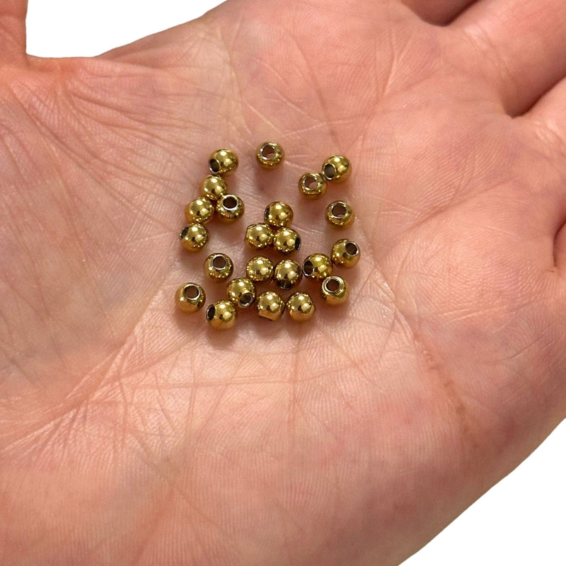 24Kt Gold Plated Stainless Steel 3mm Ball Spacers 20 pcs in a pack