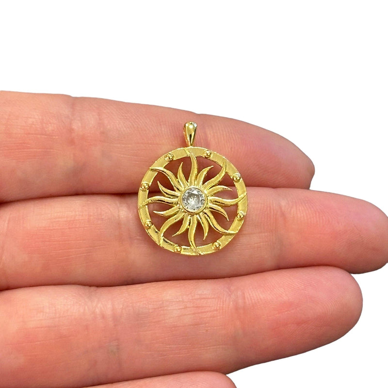 24Kt Gold Plated CZ Sun Charm