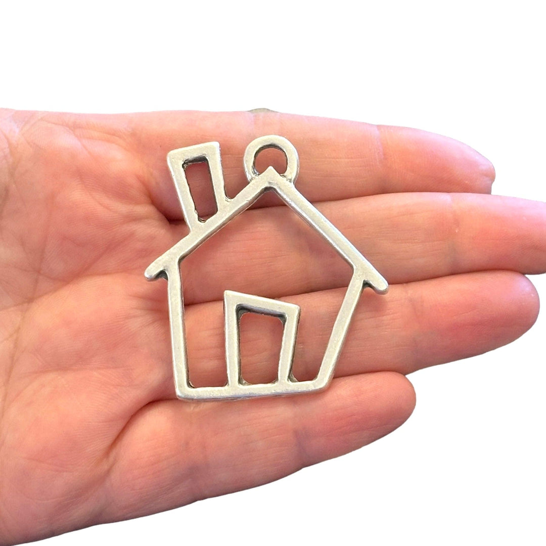 Antique Silver Plated House Pendant