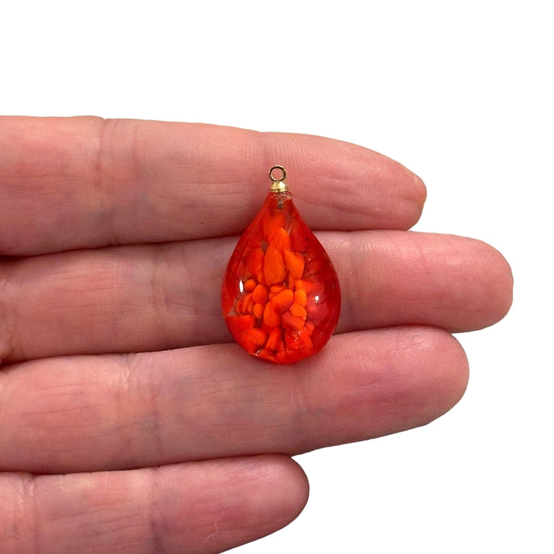 Hand Made Murano Glass Drop Charm With 24Kt Gold Plated Pin