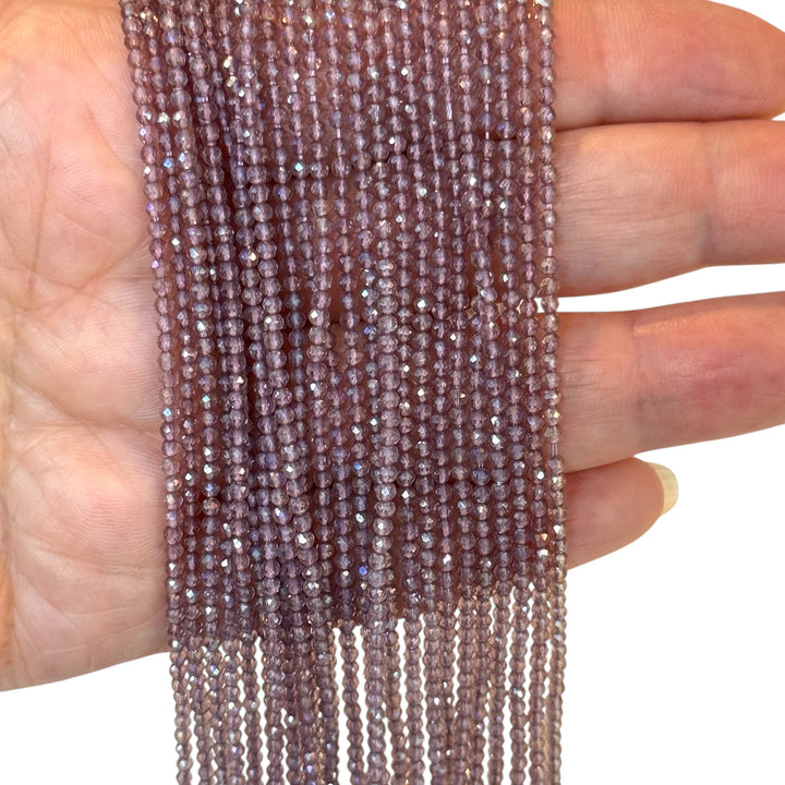 2mm Transparent Mauve Faceted Round Crystal Beads, PBC2R11