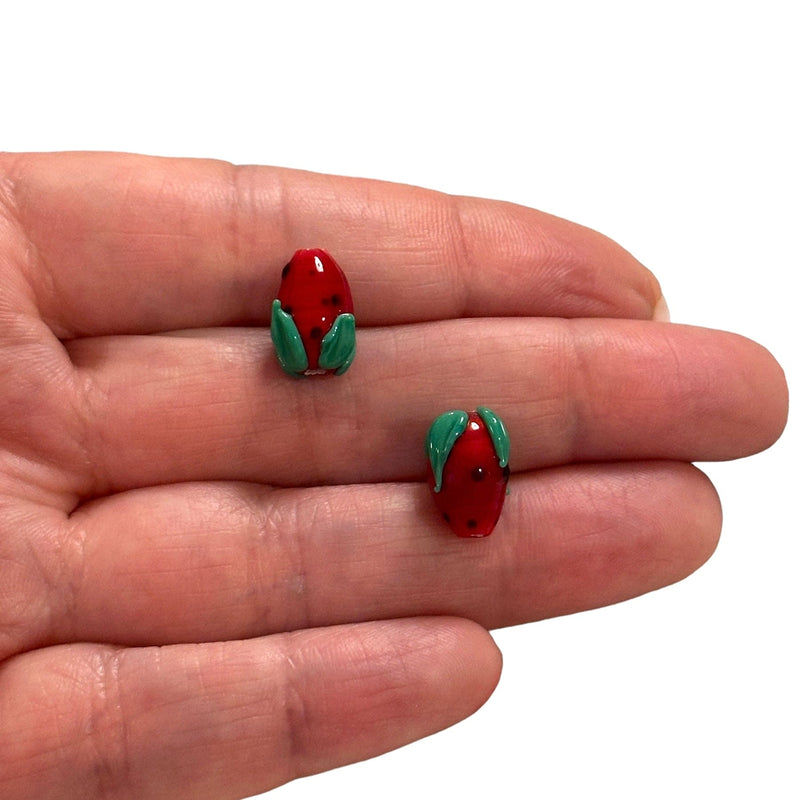 Hand Made Murano Glass Strawberry Charms 2 pcs in a pack