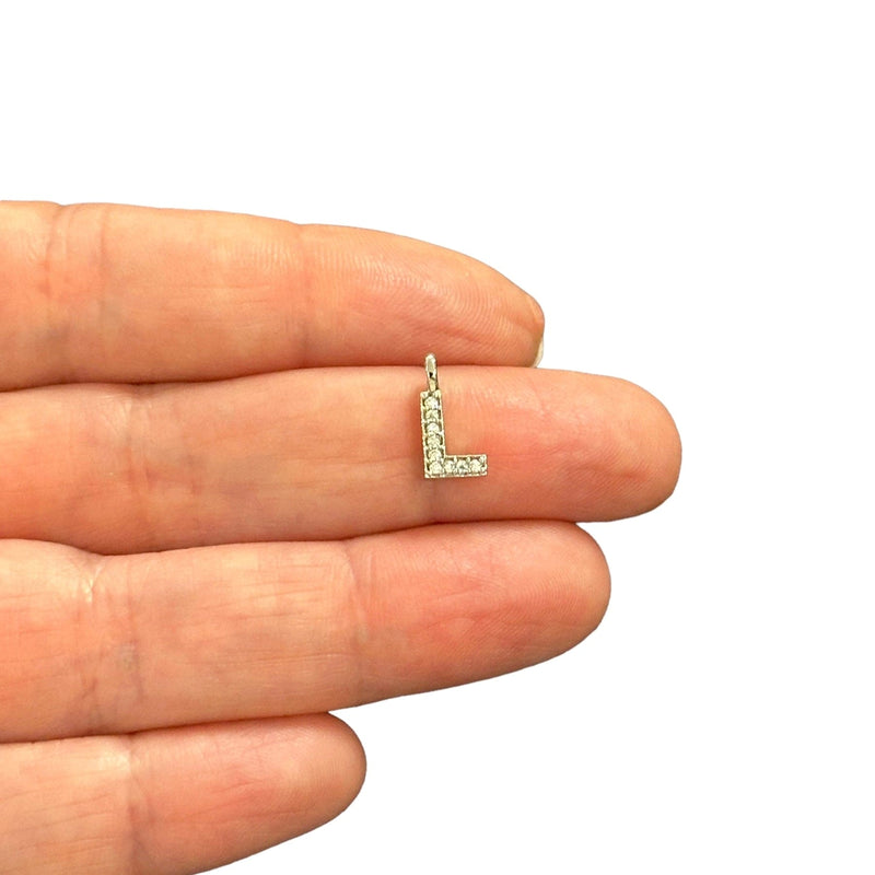 NEW!! Rhodium Plated Brass Micro Pave Initial Charms