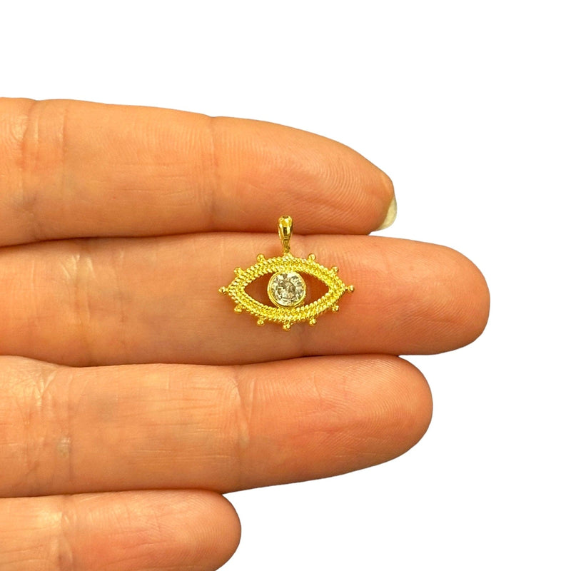 24Kt Gold Plated CZ Evil Eye Charm