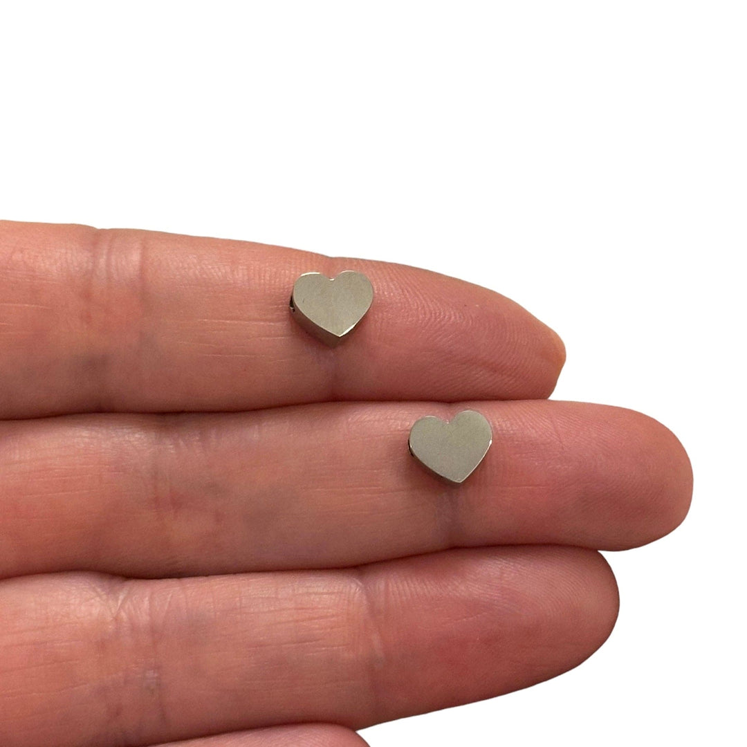Stainless Steel Heart Spacer Charms, 2 pcs in a pack