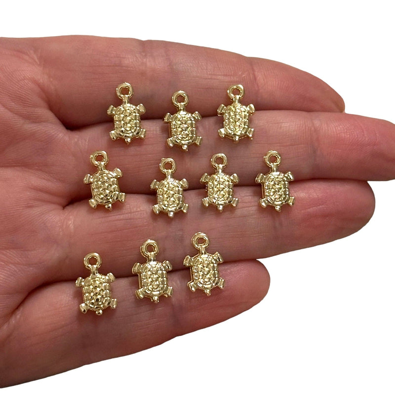 24Kt Gold Plated Caretta Charms, Gold Under the Sea Charms, 10 pcs in a pack