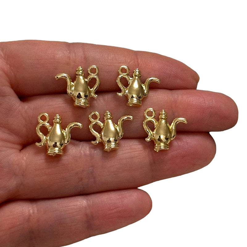 24Kt Gold Plated Vintage Wine Carafe Charms, Gold Wine Lover Charms, 5 pcs in a pack