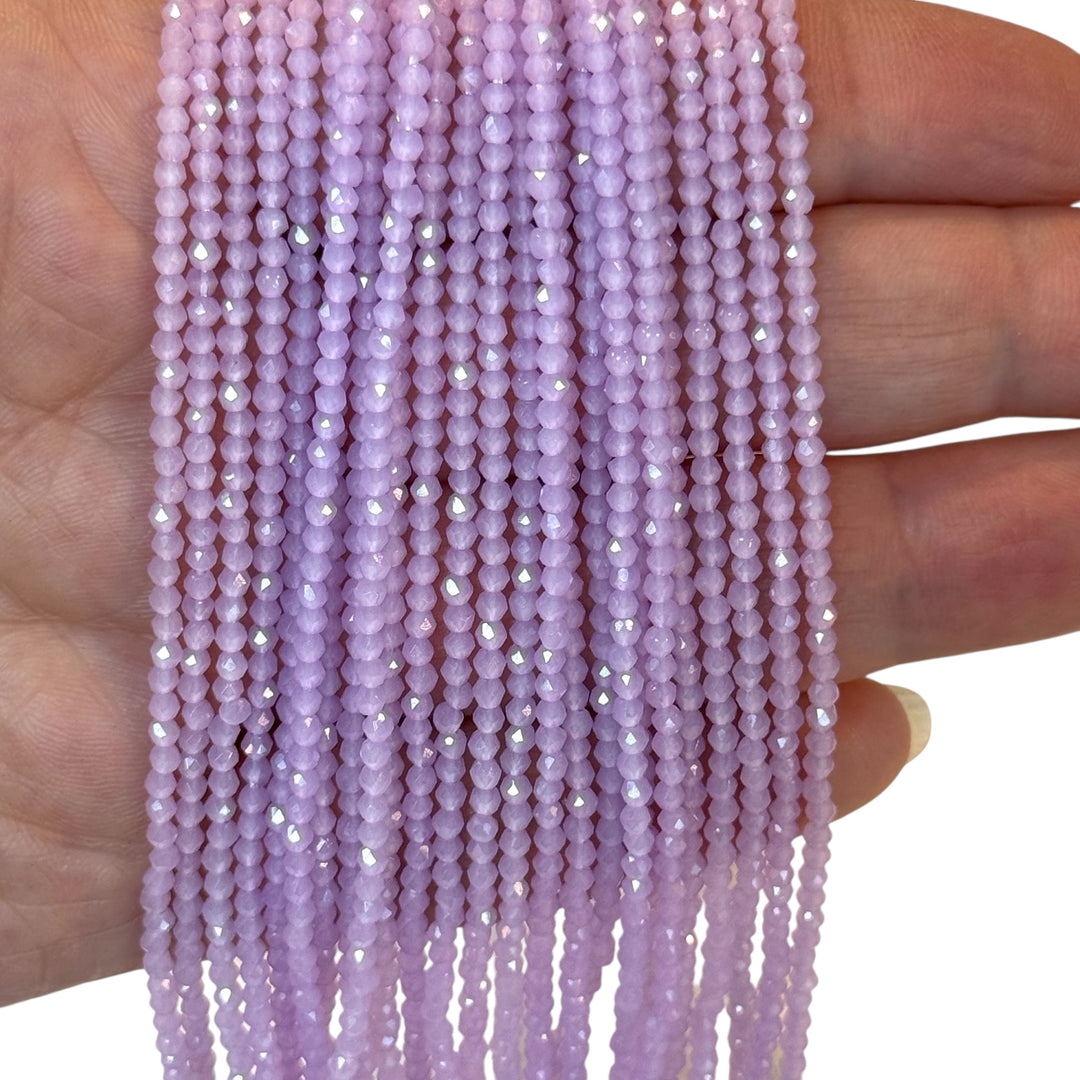 2mm Lavender Lilac Faceted Round Crystal Beads, PBC2R12