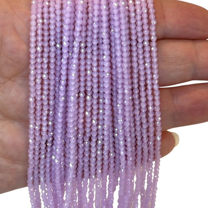 2mm Lavender Lilac Faceted Round Crystal Beads, PBC2R12