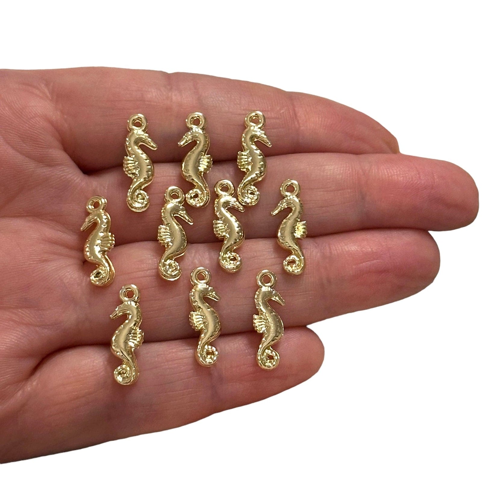 24Kt Gold Plated Seahorse Charms, Gold Under the Sea Charms, 5 pcs in a pack