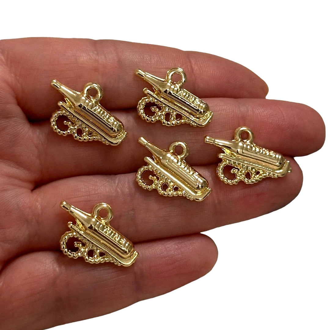 24Kt Gold Plated Wine Bottle Charms, Gold Wine Lover Charms, 5 pcs in a pack