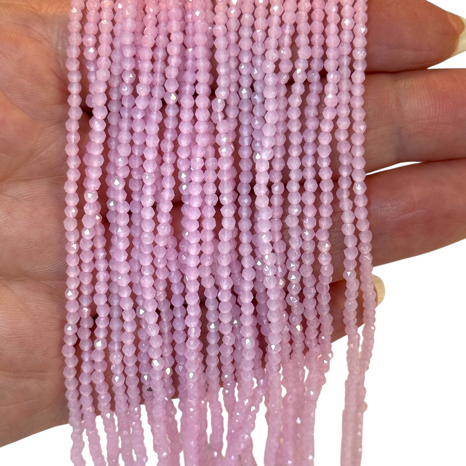2mm Rose Alabaster Faceted Round Crystal Beads, PBC2R13