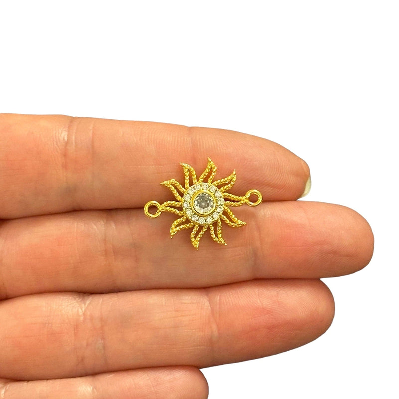 24Kt Gold Plated CZ Micro Pave Sun Connector Charm
