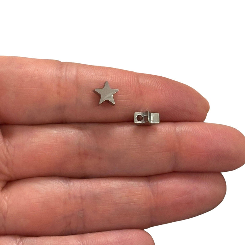 Stainless Steel Star Spacer Charms, 2 pcs in a pack