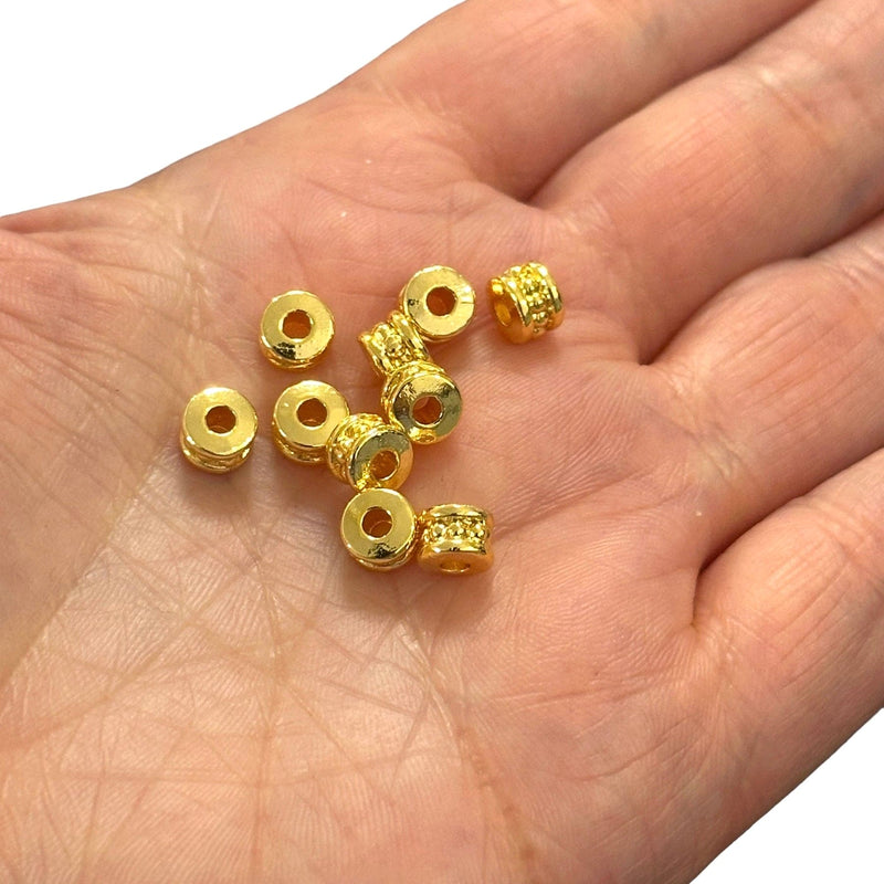 24Kt Gold Plated Rondelle Spacers, 10pcs in a pack