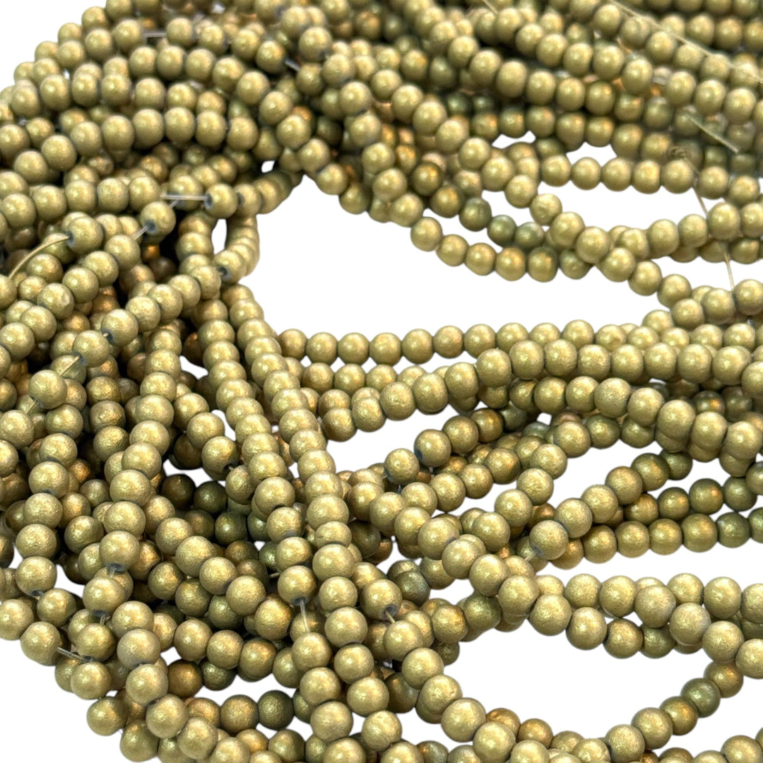 4mm Marbled glass beads, smooth round glass beads full strand