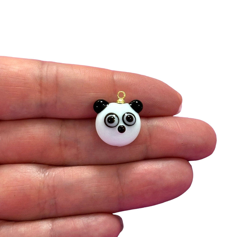 Hand Made Murano Glass Panda Charm With 24Kt Gold Plated Pin