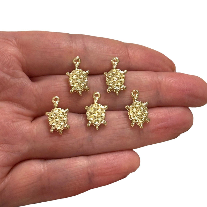24Kt Gold Plated Caretta Charms, Gold Under the Sea Charms, 5 pcs in a pack