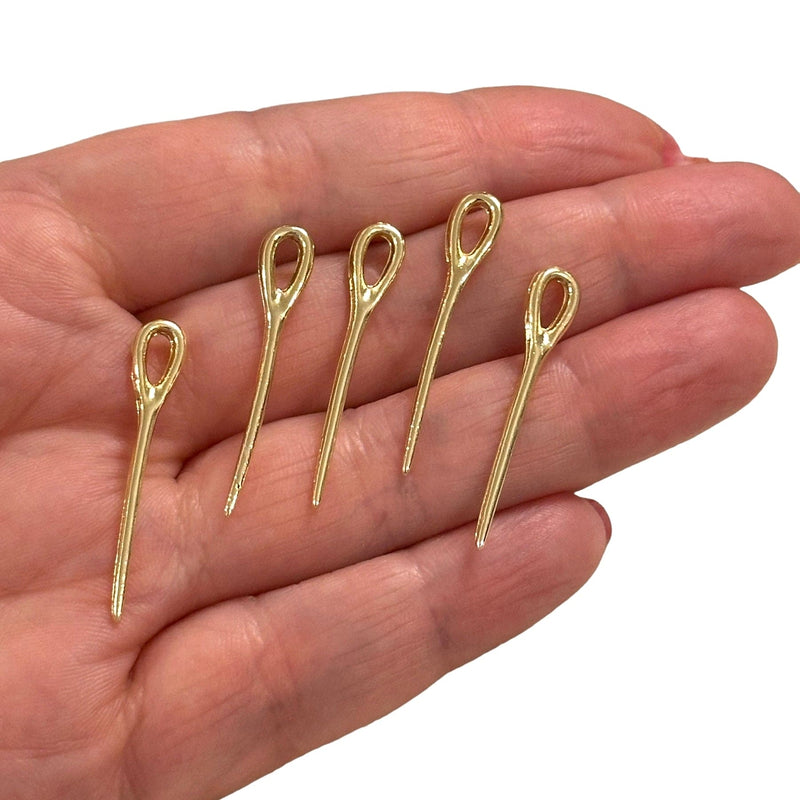 24Kt Gold Plated Needle Charms, Gold Sewing Charms, 5 pcs in a pack