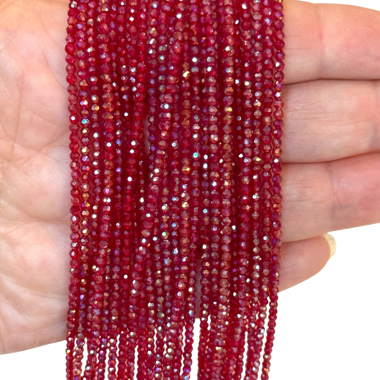 2mm Red AB Faceted Round Crystal Beads, PBC2R15