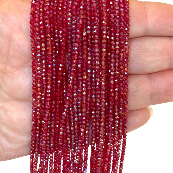 2mm Red AB Faceted Round Crystal Beads, PBC2R15