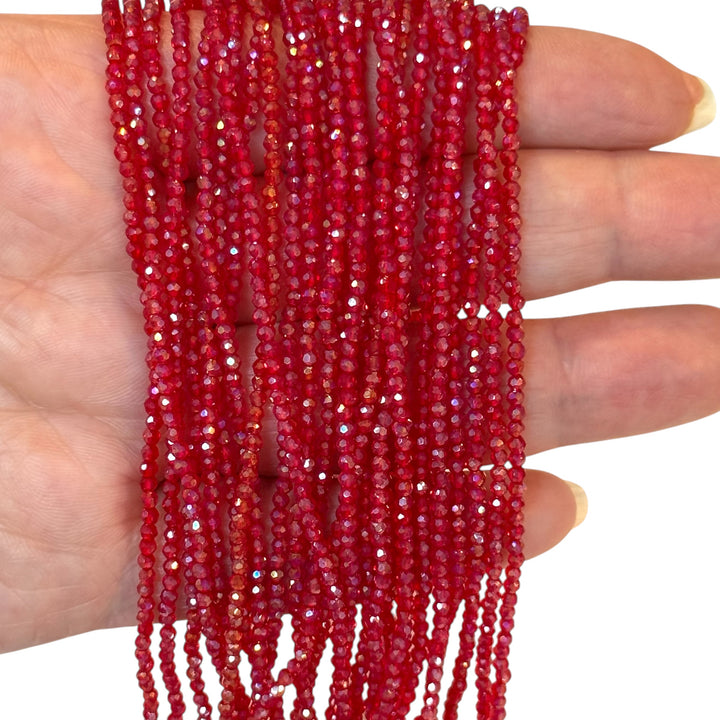 2mm Light Red AB Faceted Round Crystal Beads, PBC2R16