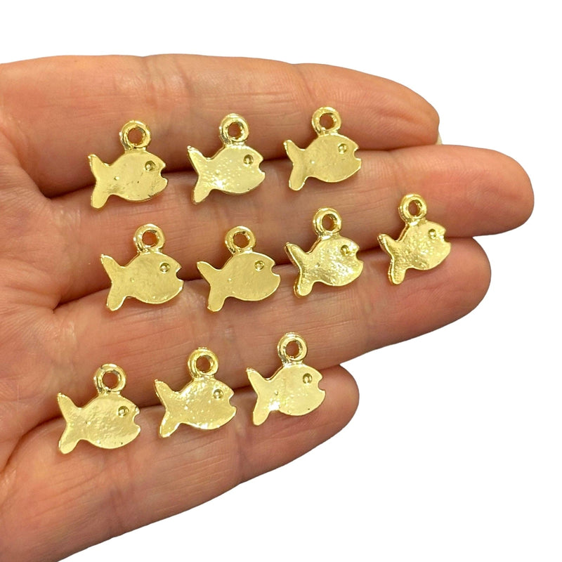 24Kt Gold Plated Fish Charms, 10pcs in a pack