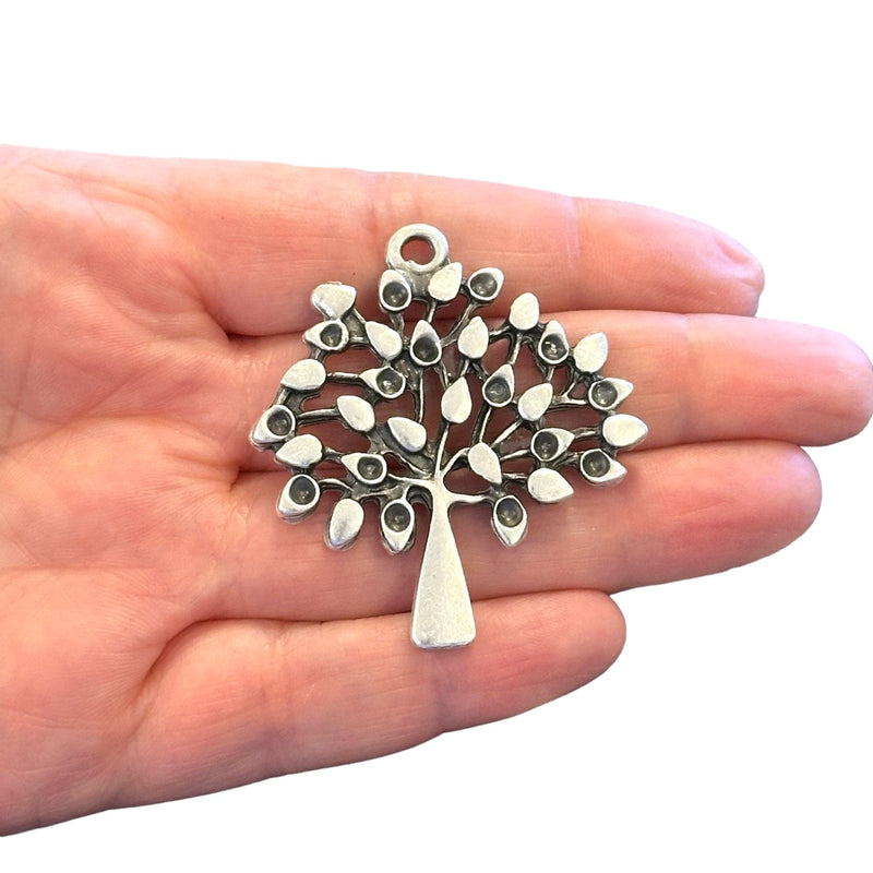 Antique Silver Plated Large Tree Of Life Pendant