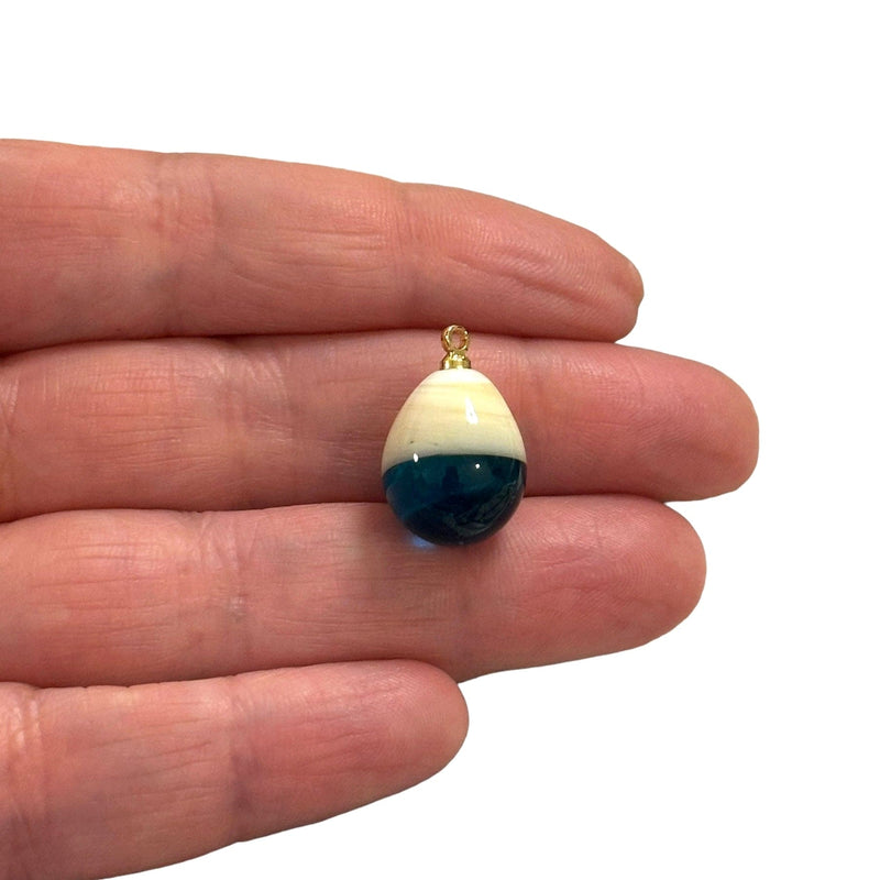 Hand Made Murano Glass Drop Charm With 24Kt Gold Plated Pin