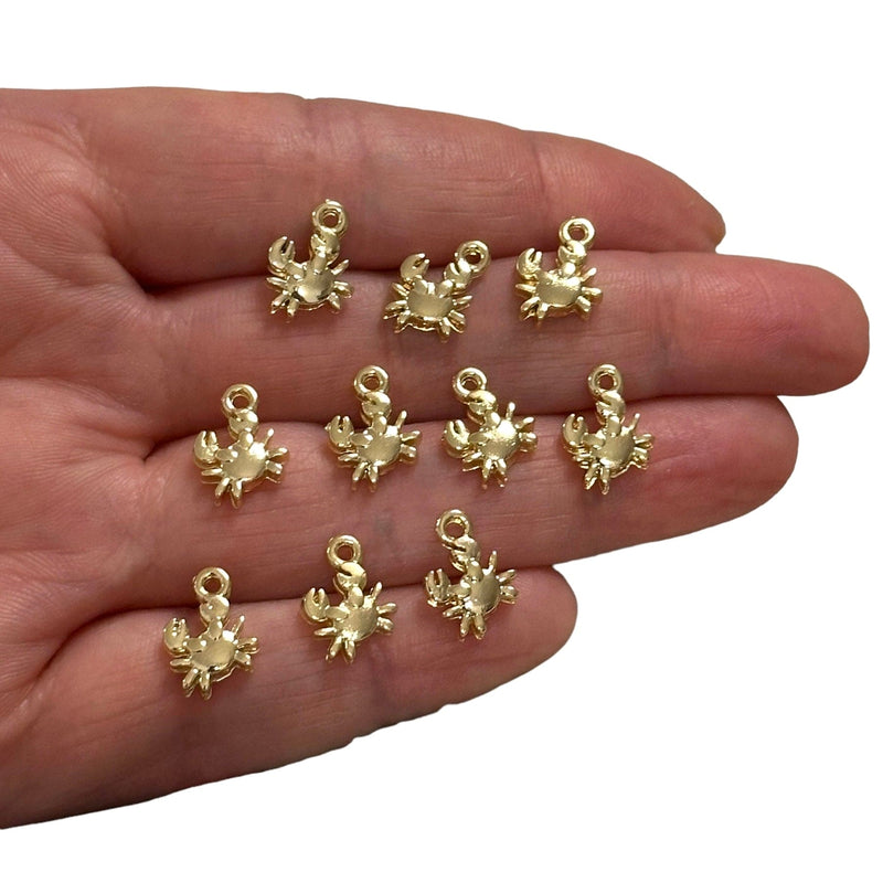 24Kt Gold Plated Crab Charms, Gold Under the Sea Charms, 10 pcs in a pack