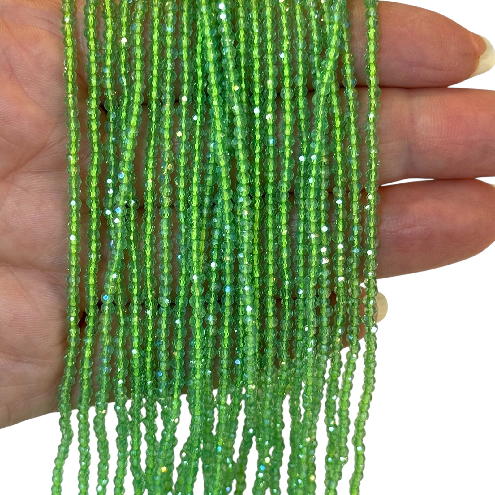 2mm Light Green AB Faceted Round Crystal Beads, PBC2R18