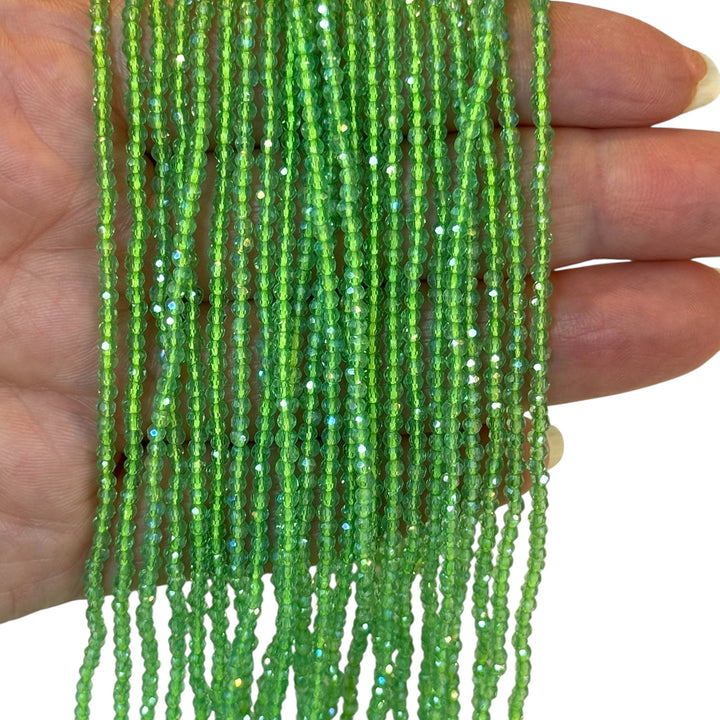 2mm Light Green AB Faceted Round Crystal Beads, PBC2R18