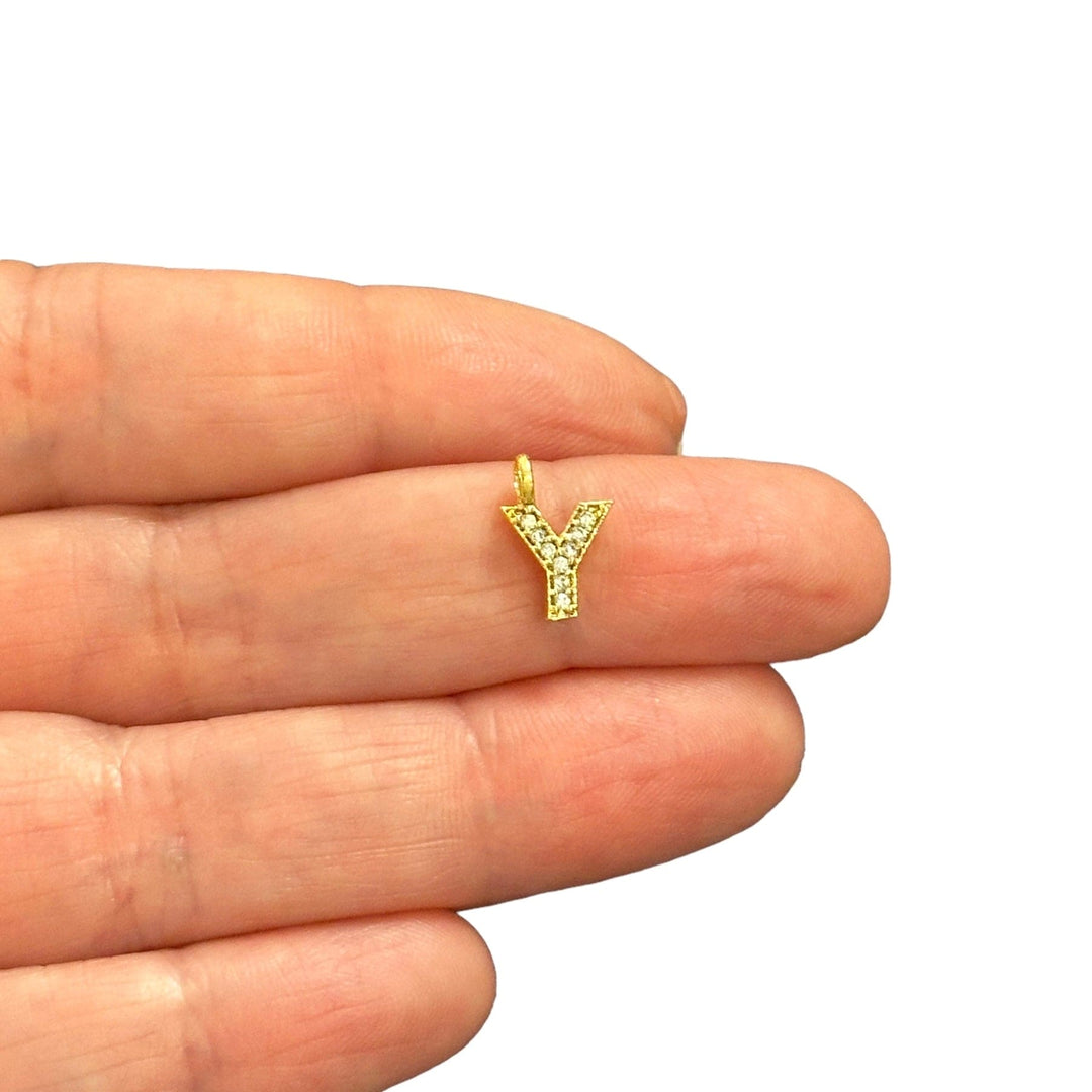 NEW!! 24Kt Gold Plated Brass Micro Pave Initial Charms