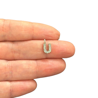 NEW!! Rhodium Plated Brass Micro Pave Initial Charms