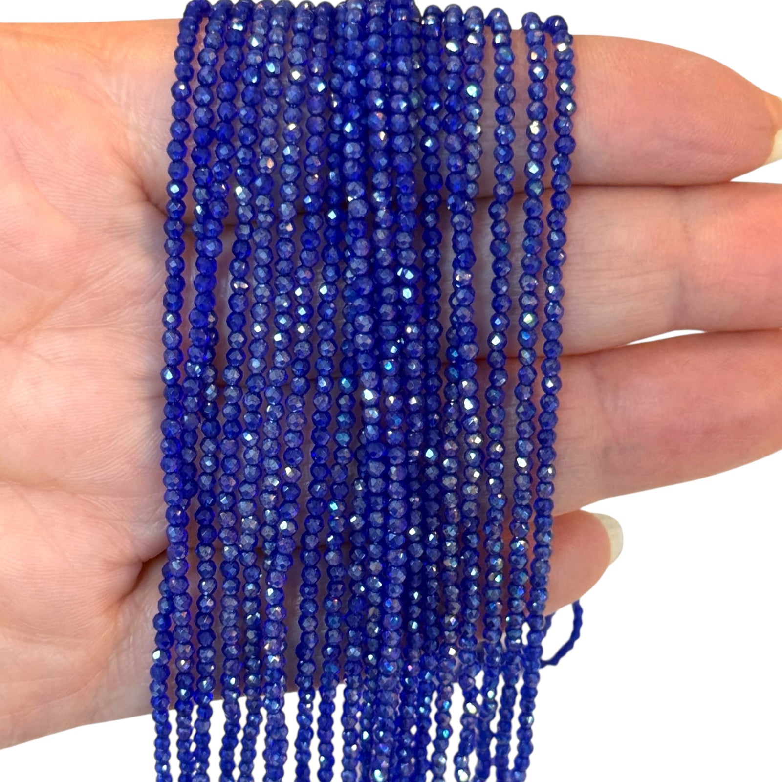 2mm Royal Blue Faceted Round Crystal Beads, PBC2R20