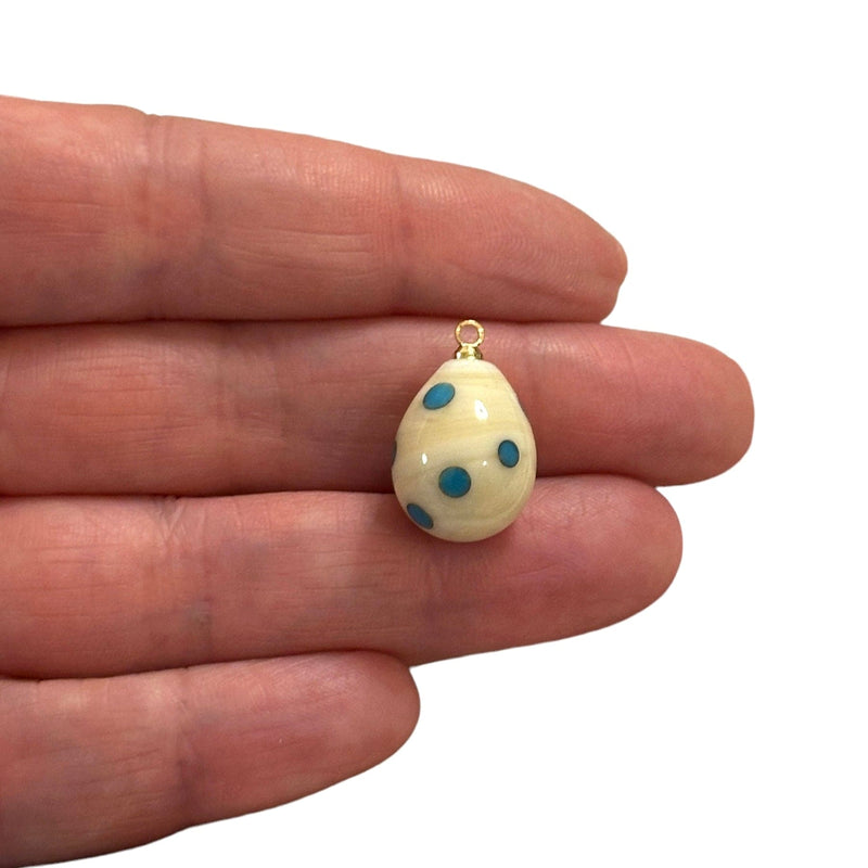 Hand Made Murano Glass Drop Charm With 24Kt Gold Plated Pin