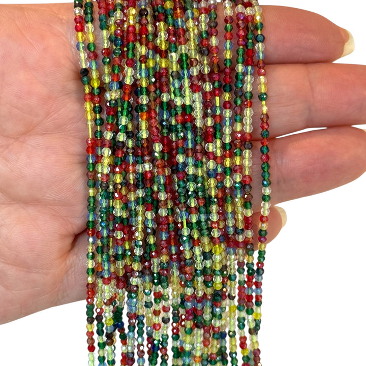 2mm Multicolour Faceted Round Crystal Beads, PBC2R22