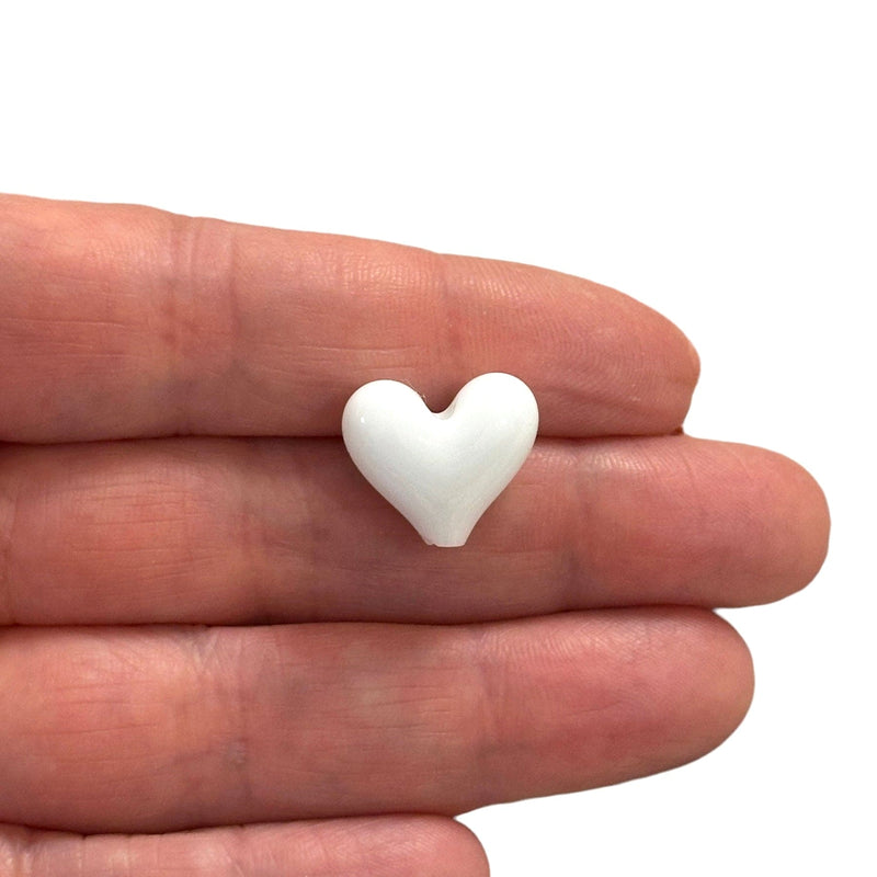 Hand Made Murano Glass White Heart Charm