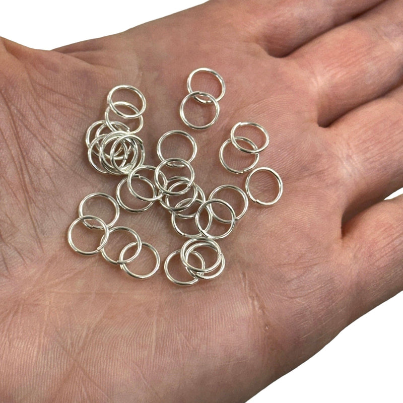 Silver Plated Jump Rings, 8mm, Silver Plated Open Jump Rings